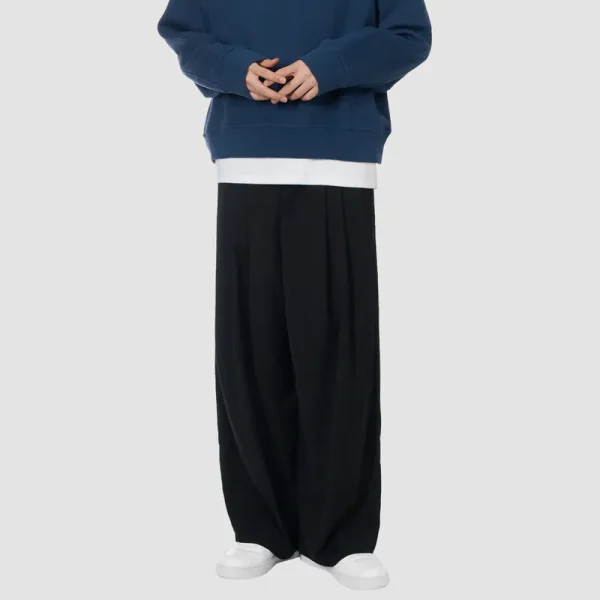 ONECE Triple-Pleated Loose Fit Black Pants