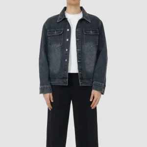 ONECE Basic Washed Blue Black Denim Jacket
