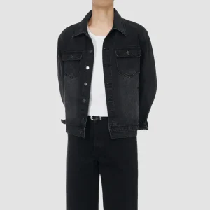 ONECE Basic Washed Black Denim Jacket