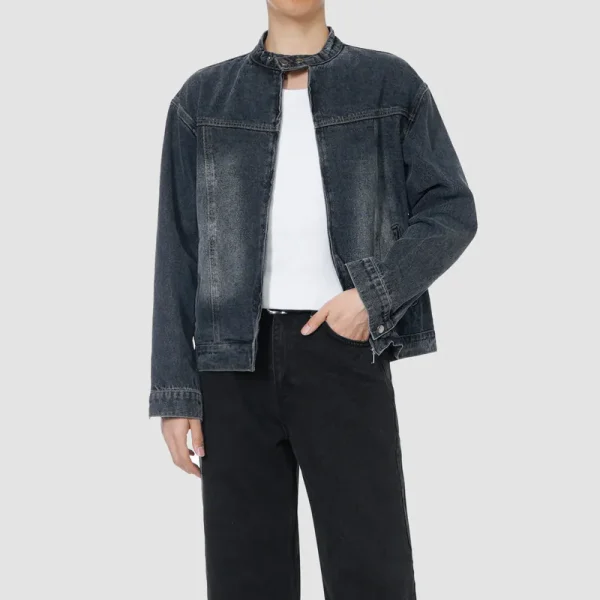 ONECE Washed Denim Blue Black Rider Jacket