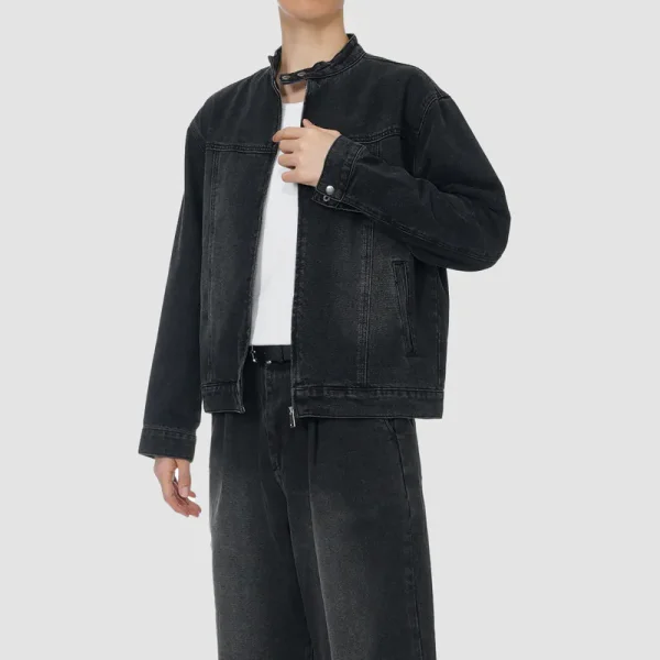 ONECE Washed Denim Black Rider Jacket