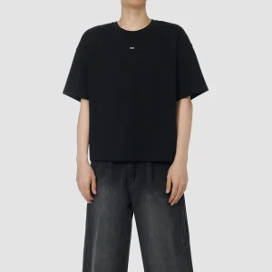 ONECE Cropped Short Sleeves Black Tee