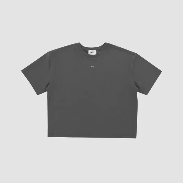 ONECE Cropped Short Sleeves Dark Grey Tee