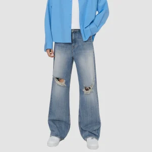 Washed Ripped Light Blue Denim 48