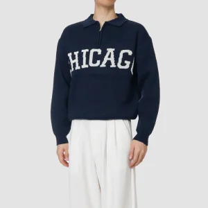 Half Zip Chicago Navy Sweater